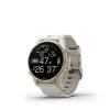 Smartwatch GARMIN Fenix 8 43 mm, 1.3-calowy AMOLED 416×416, ekran dotykowy, Wi‑Fi, GPS, 32 GB, złota koperta, szary skórzany pasek