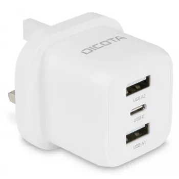Zasilacz Dicota - kompaktowy, Laptop - 32 W - 3 A - 3 porty wyjściowe (USB-C, 2 x USB)