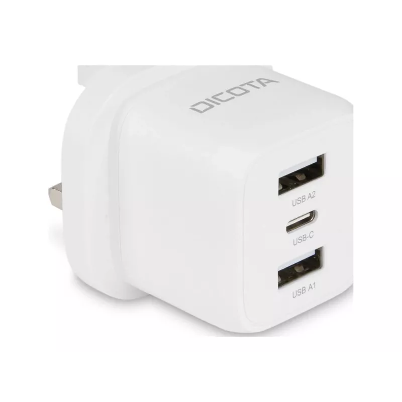 Zasilacz Dicota - kompaktowy, Laptop - 32 W - 3 A - 3 porty wyjściowe (USB-C, 2 x USB)