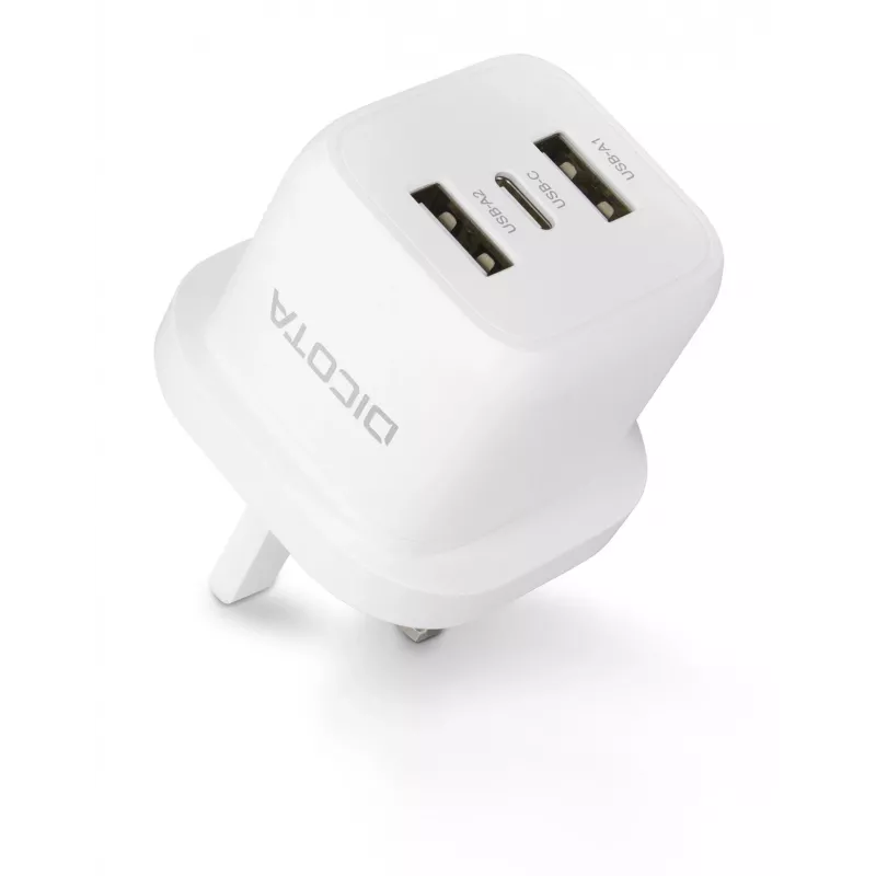 Zasilacz Dicota - kompaktowy, Laptop - 32 W - 3 A - 3 porty wyjściowe (USB-C, 2 x USB)