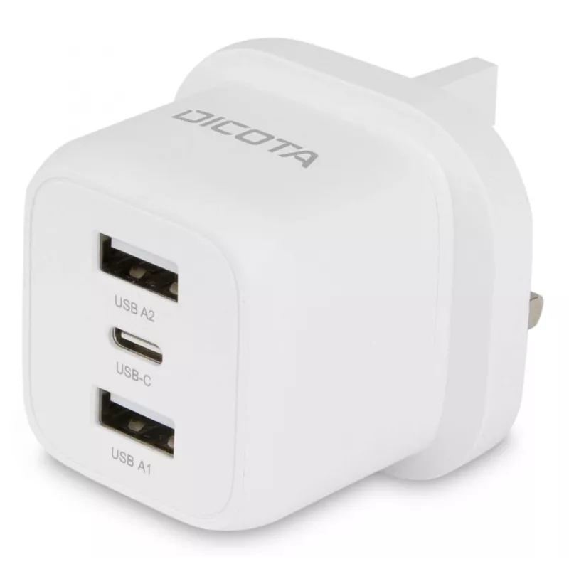 Zasilacz Dicota - kompaktowy, Laptop - 32 W - 3 A - 3 porty wyjściowe (USB-C, 2 x USB)