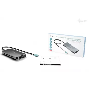 Stacja dokująca ITEC i-tec USB-C Metal Nano 3x Display (DP, HDMI, VGA) z Power Delivery 100 W, 4x USB-A, Gigabit Ethernet