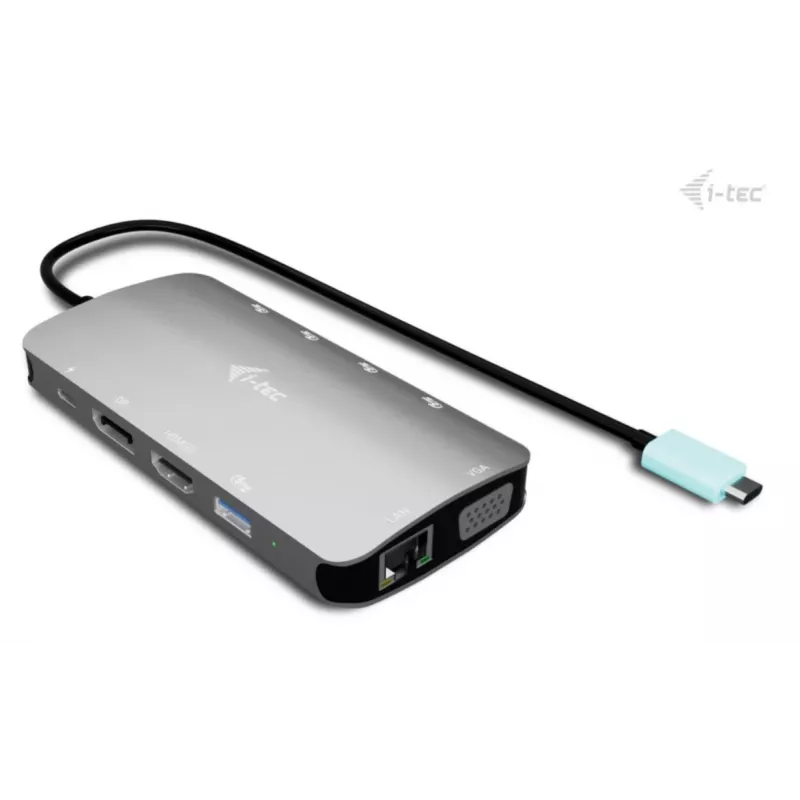 Stacja dokująca ITEC i-tec USB-C Metal Nano 3x Display (DP, HDMI, VGA) z Power Delivery 100 W, 4x USB-A, Gigabit Ethernet