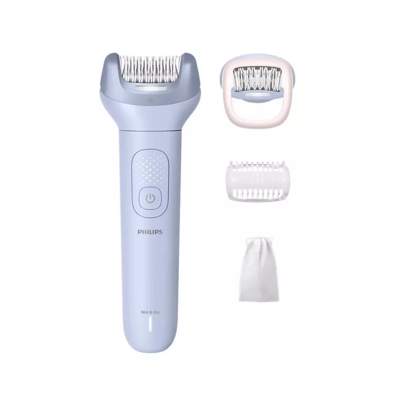 Epilator Philips serii 8000 BRE708/00 — bezprzewodowy do użytku na mokro i sucho, 32 pęsety, 2 prędkości, niebieski