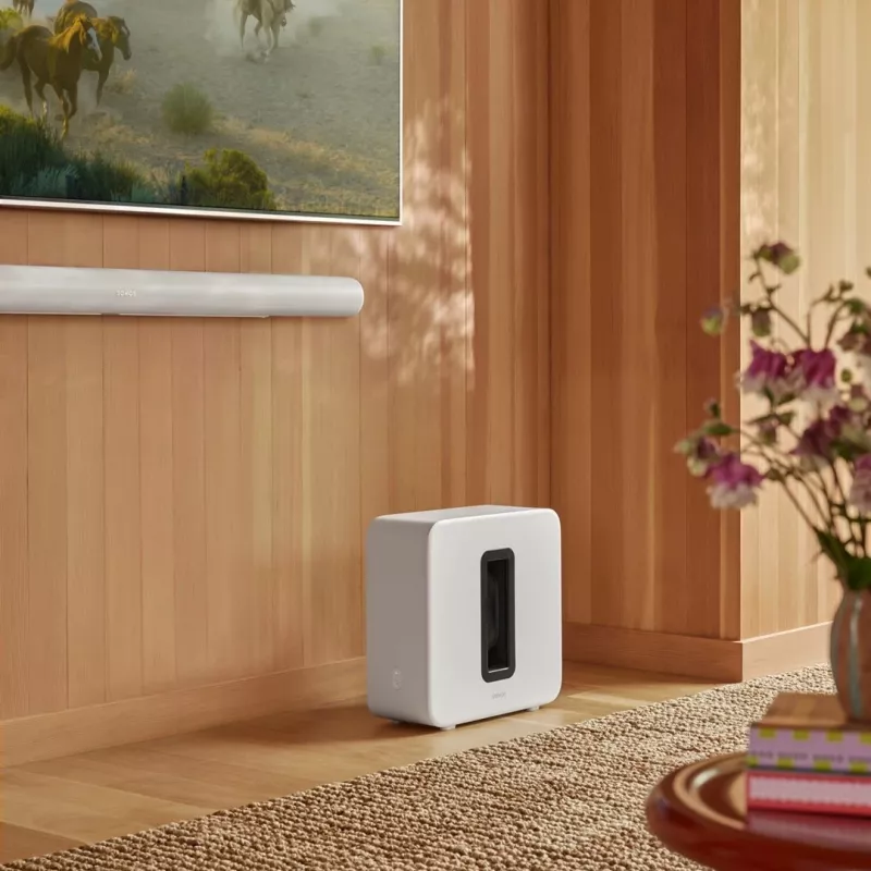 Aktywny subwoofer Sonos Sub 4 — wzmacniacz klasy D, AC 110–240 V, 40,2×15,8×38,9 cm, Czarny lub Biały