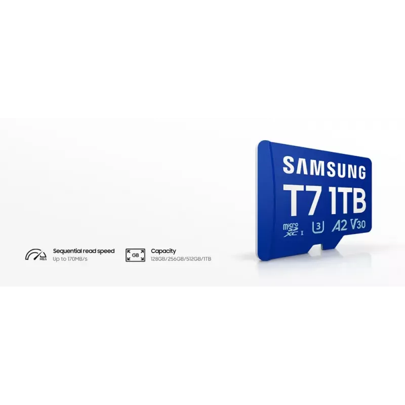 Karta pamięci MicroSDXC Samsung T7 128 GB UHS-I U3 V30 170 MB/s Niebieska