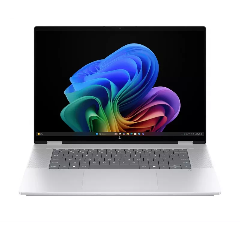 2-w-1 HP OmniBook X Flip NG AI 16-as0003nw laptop, 16-calowy dotykowy OLED 3K, 32 GB RAM, 1 TB SSD, Windows 11 Home, Ultra 7 258V, Glacier srebrny