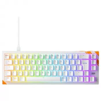 Mechaniczna klawiatura gamingowa Cherry K5 Pro TMR Compact 65% AZERTY RGB przewodowa USB pomarańczowo-biała