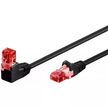 Kabel krosowy sieciowy GOOBAY Cat6 0,25 m, U/UTP, RJ-45 do RJ-45, 90° kątowy, czarny