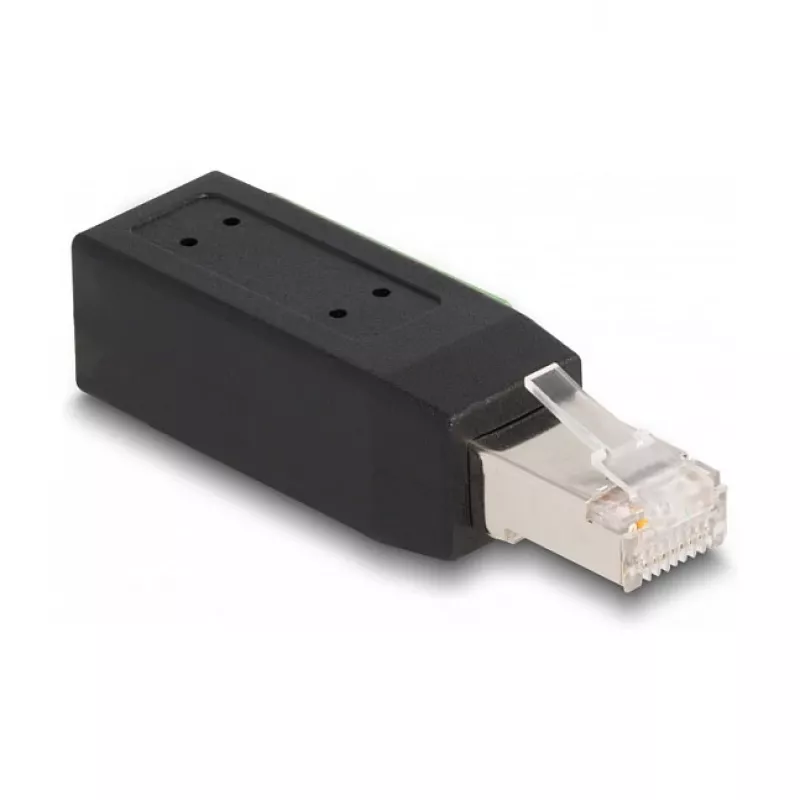 Adapter DeLOCK wtyk RJ45 kat.5e do złącza śrubowego, kątowy 90°