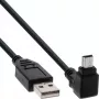 Kabel InLine USB 2.0, wtyk USB A męski na wtyk Mini-USB B męski, złącza kątowe 90° do góry, 1,5 m, czarny