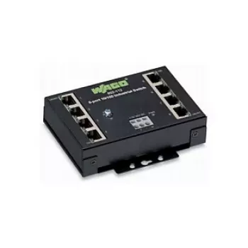 Przełącznik sieciowy Wago 852-112 — 8-portowy Fast Ethernet (10/100), RJ-45, pełny dupleks, 2000 wpisów MAC