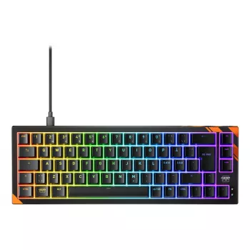 Mechaniczna klawiatura gamingowa Cherry K5 Pro TMR Compact 65% QWERTY Nordycki przewodowa USB RGB czarno-pomarańczowa