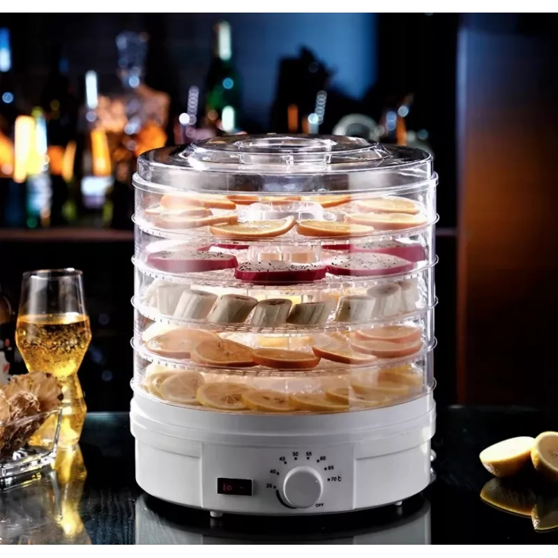 Extralink Home Duża suszarka do żywności do grzybów, owoców, warzyw i ziół Powerful Pro 500 W + 5 tac 27 cm biała