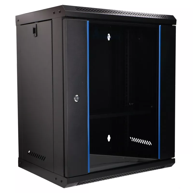 Extralink Lite 12U 530X400 NAŚCIENNA Szafa rackowa Czarna Z półką