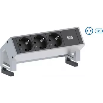 BACHMANN DESK2 1x uziemione gniazdo 1x ładowarka USB stal nierdzewna (902.5712)