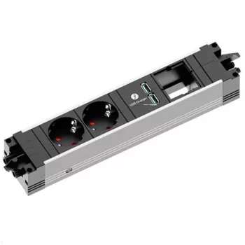 Power Outlet Bachmann STEP ALU 1x USB 1x moduł niestandardowy 2x gniazdo zasilania
