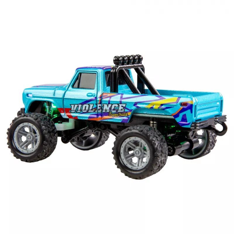 RC Monster Truck Amewi DieCast 1:64 RTR niebieski – odlewany metalowy model w skali 1:64, gotowy do jazdy