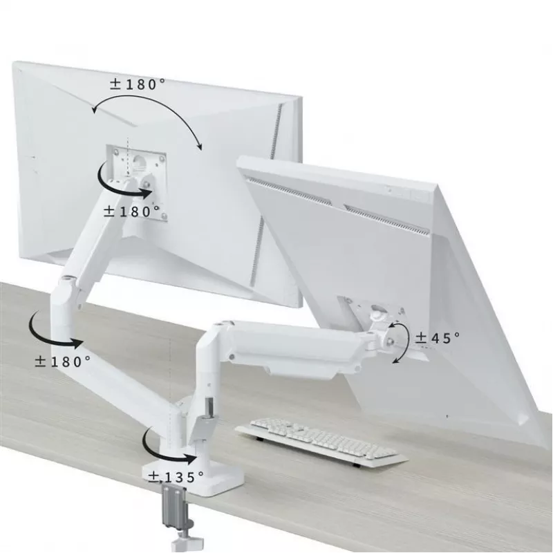Uchwyt do monitora GEMBIRD MA-DA2-06-W do ekranów 17–32 cali, montaż na biurko za pomocą zacisku/szyny, biały