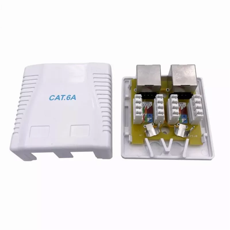 Wall-Mounted Shielded sieciowy Outlet GEMBIRD Gniazdo natynkowe 2×RJ45 Cat6A FTP
