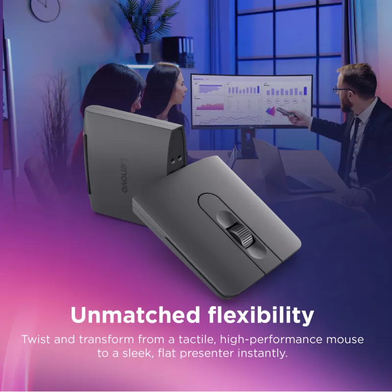 Bezprzewodowa symetryczna mysz Bluetooth Lenovo 4Y51T62792 — IR LED, 4000 DPI, 7 przycisków, kółko, szary