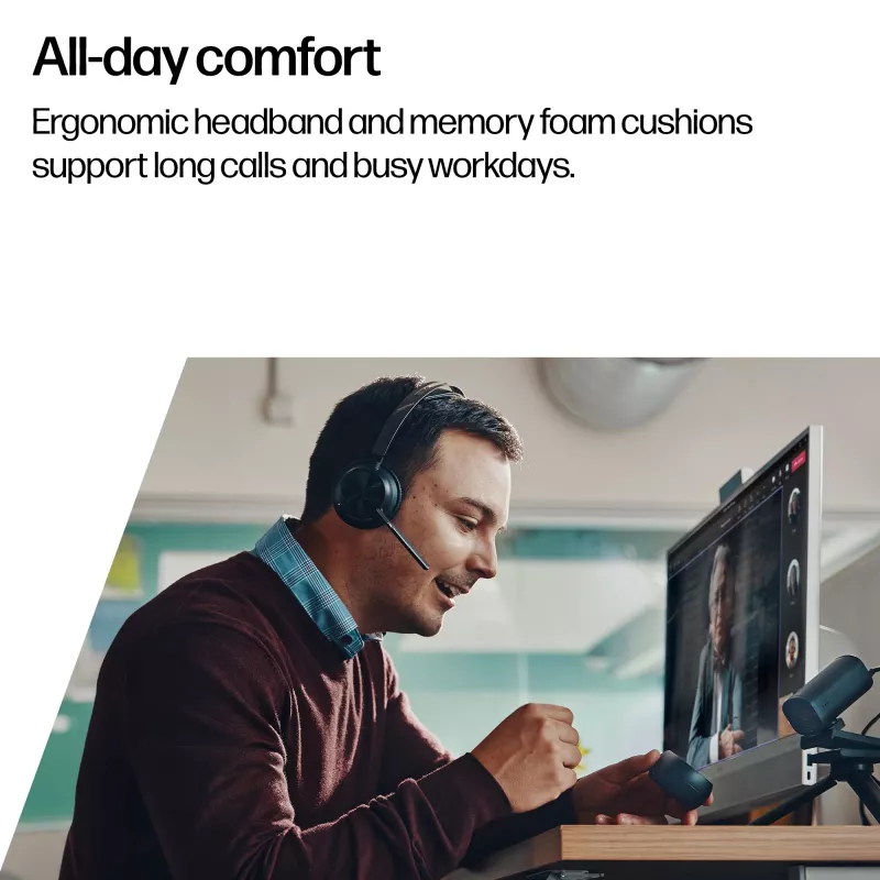 HP Poly Voyager Focus 2-M USB-C-C Zestaw słuchawkowy Adapter USB-C/A Poly+ 3 lata