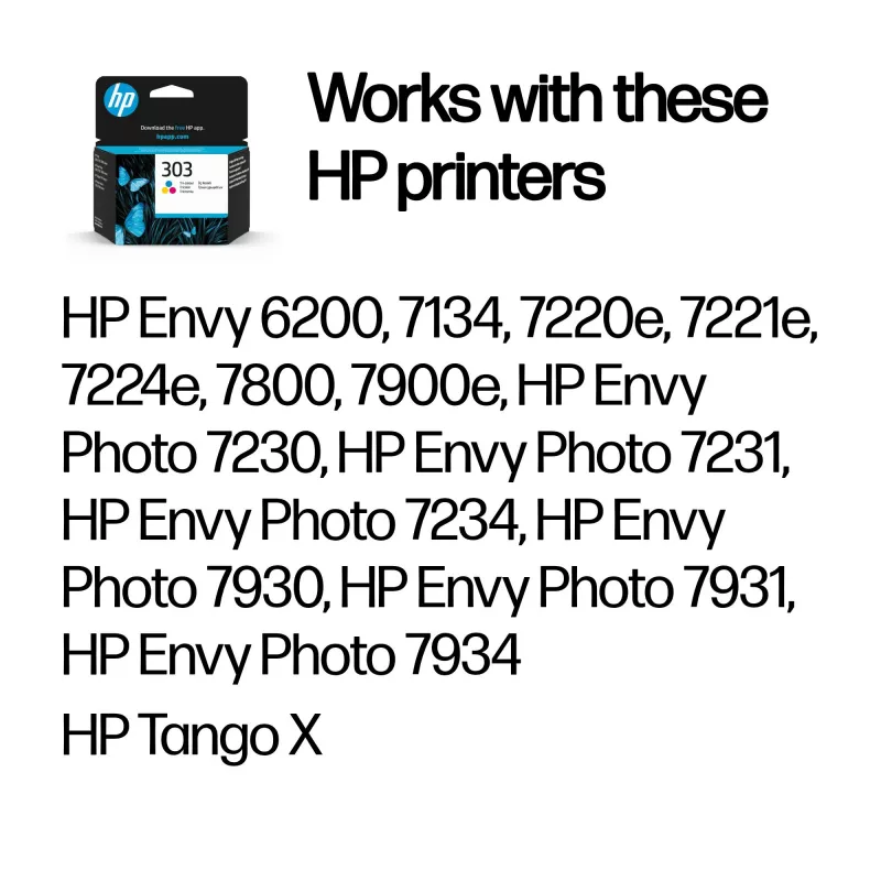 HP 303 Trójkolorowy oryginalny wkład atramentowy, Standard, cyjan, magenta, żółty, Atrament barwnikowy, 1 szt., 165 stron, Pojedyncze opakowanie