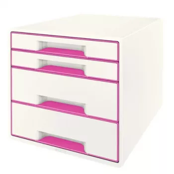Leitz szafka z szufladami WOW Cube, 4 szuflady, 4 szuflady, plastik, różowy, biały, 1 szt., 287 mm, 270 mm