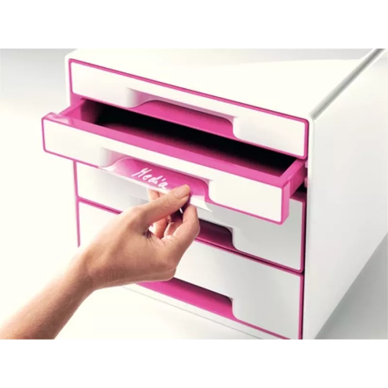 Leitz szafka z szufladami WOW Cube, 4 szuflady, 4 szuflady, plastik, różowy, biały, 1 szt., 287 mm, 270 mm