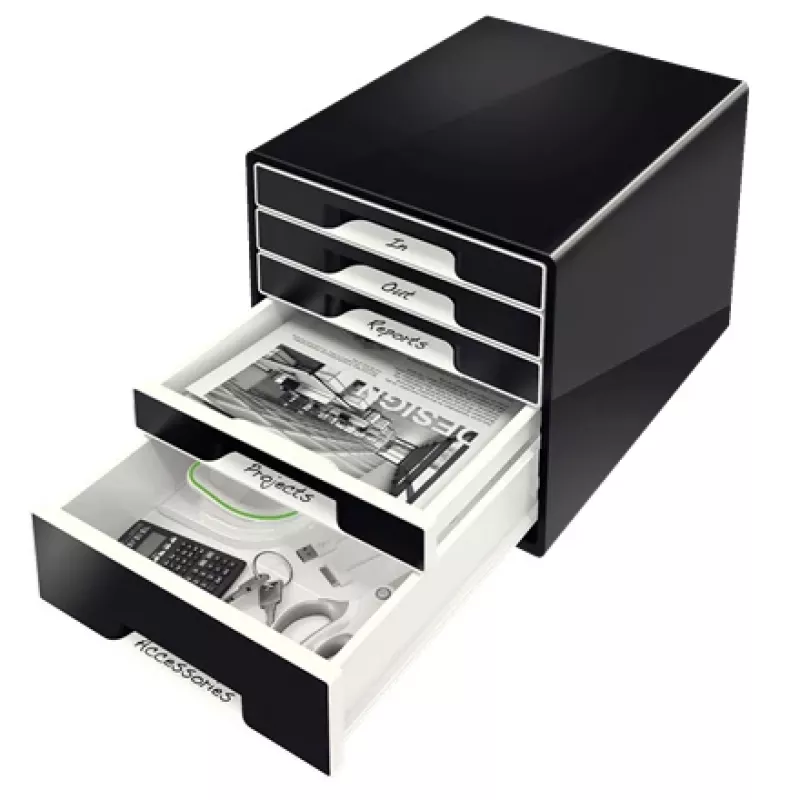 Leitz Desk Cube 5-drawer, 5 szuflad, Plastik, Czarny, 1 szt., 270 mm, 287 mm