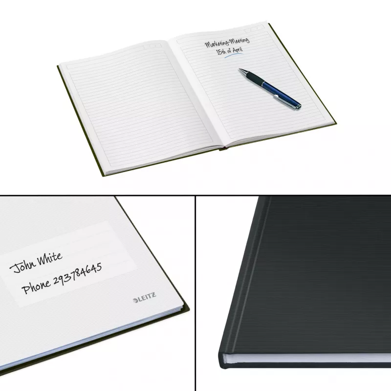 Leitz Notebook Solid Hardcover A5 Liniowany 90 gram 80 kartek, Monochromatyczny, Czarny, A5, 80 kartek, Błyszczący, 80 g/m²