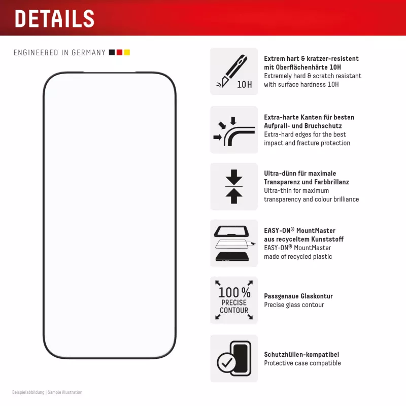 Displex Premium Ochrona ekranu (Full osłona, 10H) for Apple iPhone 17, Full osłona