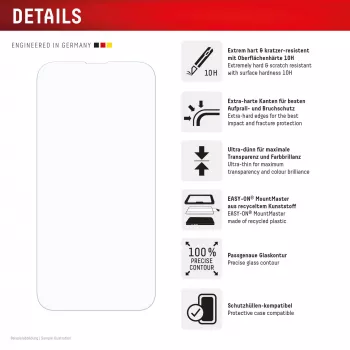 Szkło hartowane na ekran e.v.i. Displex (10H) do Apple iPhone 16e/17e — odporne na zarysowania, zabrudzenia i uderzenia, przezroczyste