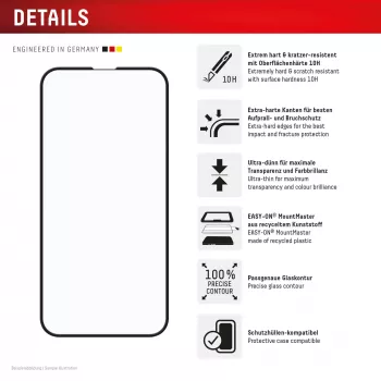 Szkło hartowane na ekran e.v.i. Displex Premium (Full osłona, 10H) do Apple iPhone 16e/17e