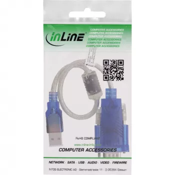Kabel adaptera InLine 33304X USB na szeregowy z ferrytem, USB-A na 9-pin Sub-D męski