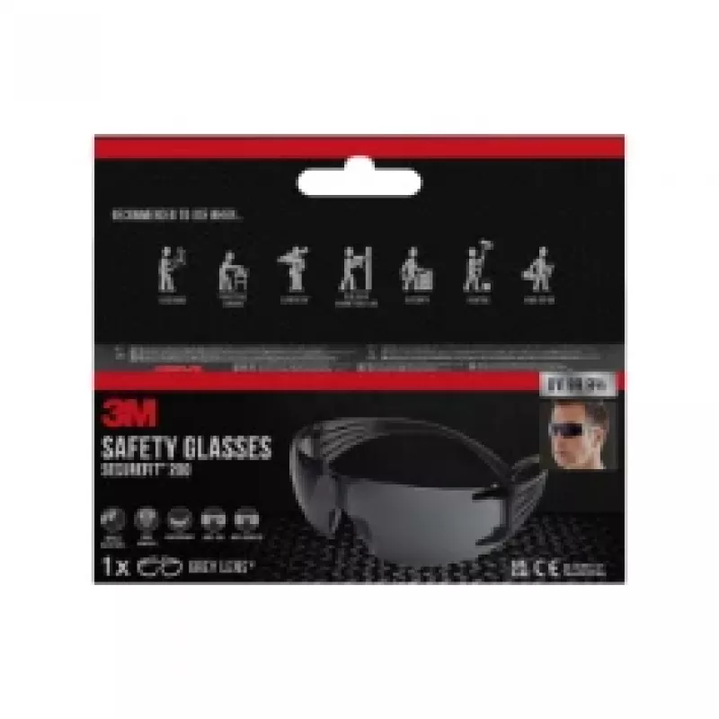 3M SecureFit okulary ochronne 200, szare szkło