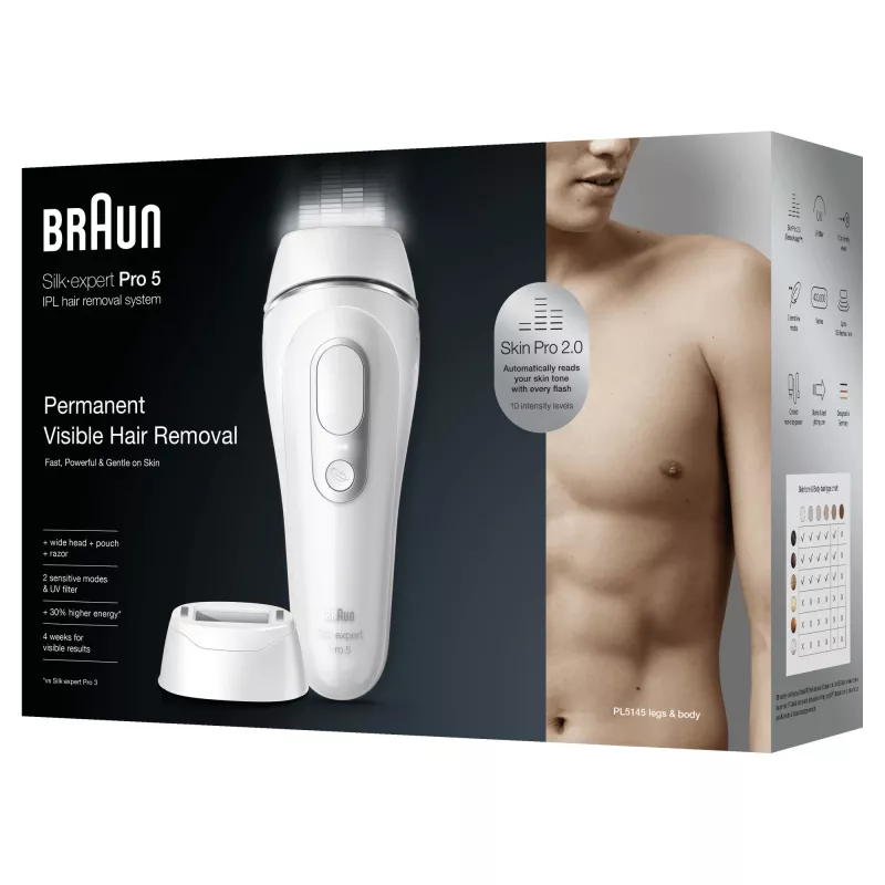Braun Silk-expert Pro Silk·expert Pro 5 PL5145 Intensywne światło pulsacyjne (IPL) Srebrny, Biały