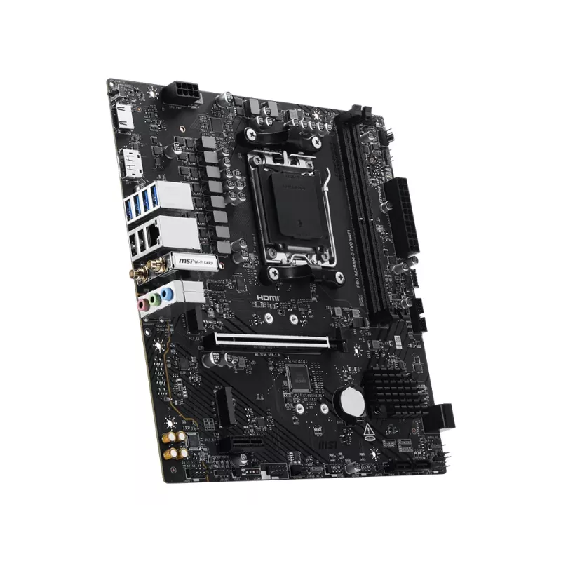 Płyta główna MSI Pro A620AM-G EVO WIFI — układ AMD A620A, gniazdo AM5, micro ATX, DDR5, 2 gniazda pamięci, Wi‑Fi 6E, Ethernet 2.5Gb
