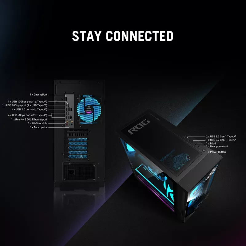 ASUS ROG G700 GM700TZ-R8400F004WS AMD Ryzen™ 5 8400F 32 GB DDR5-SDRAM 1 TB SSD NVIDIA GeForce RTX 5060 Ti Windows 11 Home Czarna obudowa Tower PC