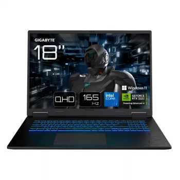GIGABYTE GAMING A18 PRO DYJG3DEBC4SH laptop Intel Core 7 240H 45,7 cm (18 cali) WQXGA 32 GB LPDDR5x-SDRAM 1 TB SSD NVIDIA GeForce RTX 5080 Wi-Fi 6E (802.11ax) Windows 11 Home Czarny