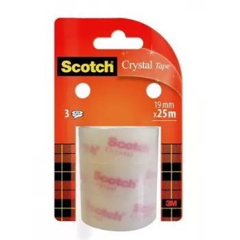 Taśma klejąca 3M Scotch Crystal Clear 600, 19 mm x 25 m, przezroczysta (3 sztuki)