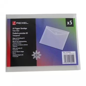 Rexel Ice Popper Wallet Landscape A5 Clear (5), A5, przezroczysty, 1 mm, 120 mm, 180 mm, 5 szt.