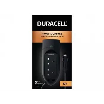 Duracell 175W Twin UK Socket Inverter, uniwersalny, samochodowy, 12 V, 175 W, 12 V, DC na AC