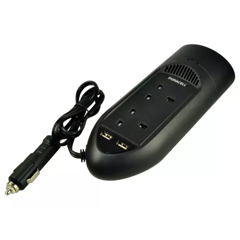 Duracell 175W Twin UK Socket Inverter, uniwersalny, samochodowy, 12 V, 175 W, 12 V, DC na AC
