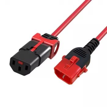 ACT Powercord C13 IEC Lock+ - C14 IEC Lock Dual Locking czerwony 0,50 m, PC3613
