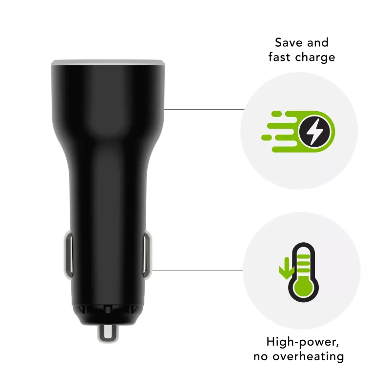 Ładowarka samochodowa USB-C 65W marki d bramante re-charge — gniazdo zapalniczki 12–24V, 1× USB-C, Czarny