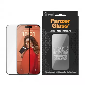 PanzerGlass ® Ceramic Ochrona ekranu iPhone 15 Pro | Ultra-Wide Fit z EasyAligner