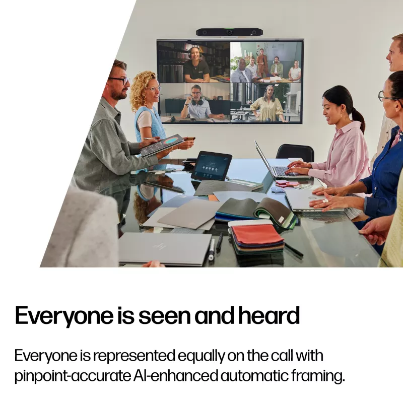 HP Poly Studio X52 All-In-One Video Bar, Grupowy system wideokonferencyjny, 4K Ultra HD, 30 kl/s, 95°, 5x, Android