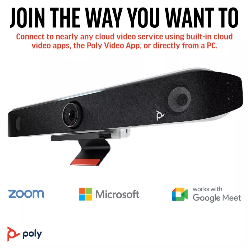 HP Poly Studio X52 All-In-One Video Bar, Grupowy system wideokonferencyjny, 4K Ultra HD, 30 kl/s, 95°, 5x, Android