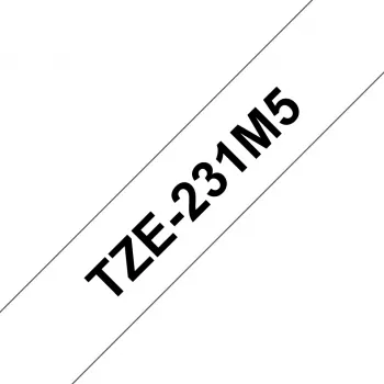 Taśma do etykietowania Brother TZE-231M5 Czarny na białym 1.2 cm x 8 m